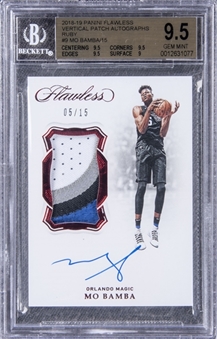 2018-19 Panini Flawless #9 Mo Bamba Vertical Patch Autograph Ruby Rookie Card (#5/15) - BGS GEM MINT 9.5/10 AUTO